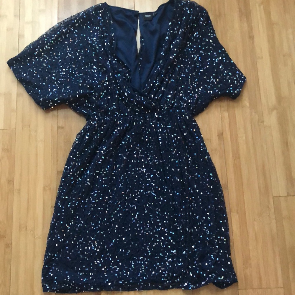 ASOS navy sequin dress